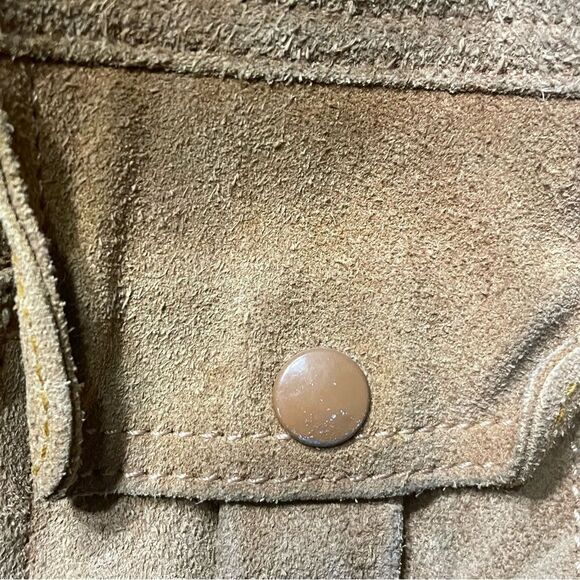 Vintage Women’s‎ Suede Leather Barn Cropped Trench Jacket Size 11 Handmade - Picture 15 of 16